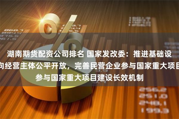 湖南期货配资公司排名 国家发改委：推进基础设施竞争性领域向经营主体公平开放，完善民营企业参与国家重大项目建设长效机制